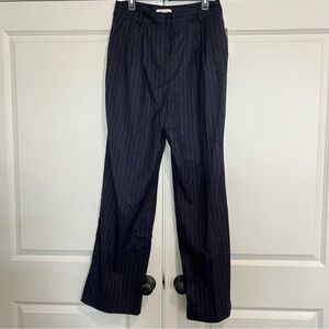 Anthropologie Favorite Daughter Pleated Navy Pinstripe Slacks NWT Size 14